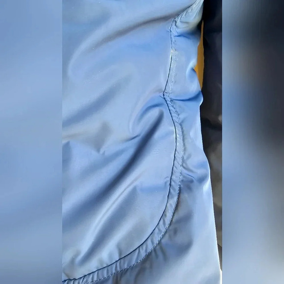 Danier Winter Down Filled Leather Blue Black Jacket size L Fitted - Picture 8 of 14